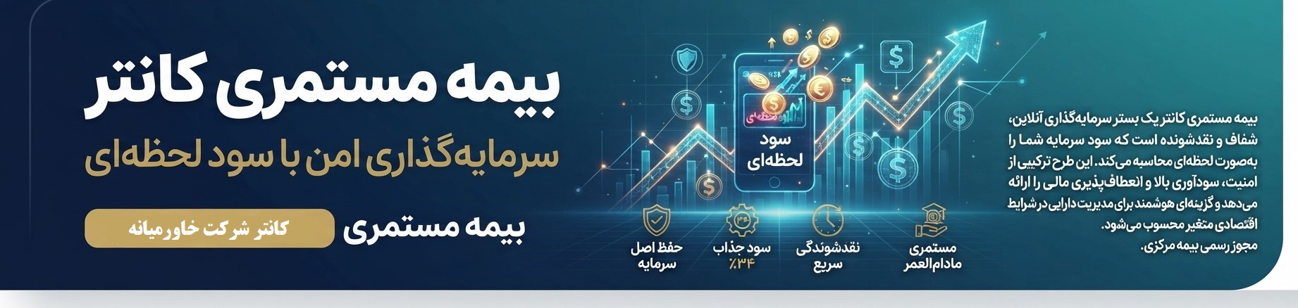 بیمه مستمری کانتر | سود دهی سالانه - حداقل ۳۴٪